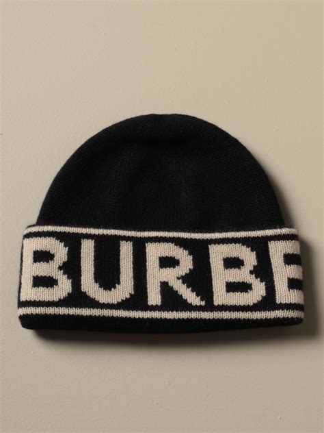 Cappello Burberry in cashmere con logo 